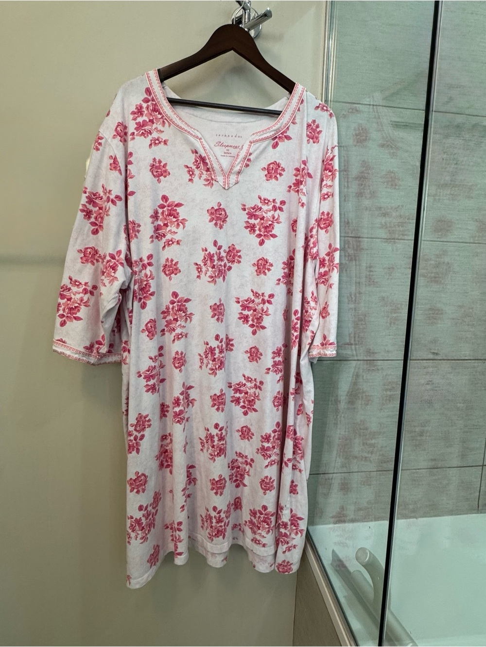 Womenâs Floral Pink Cotton Blend Nightgown - plus size 5x